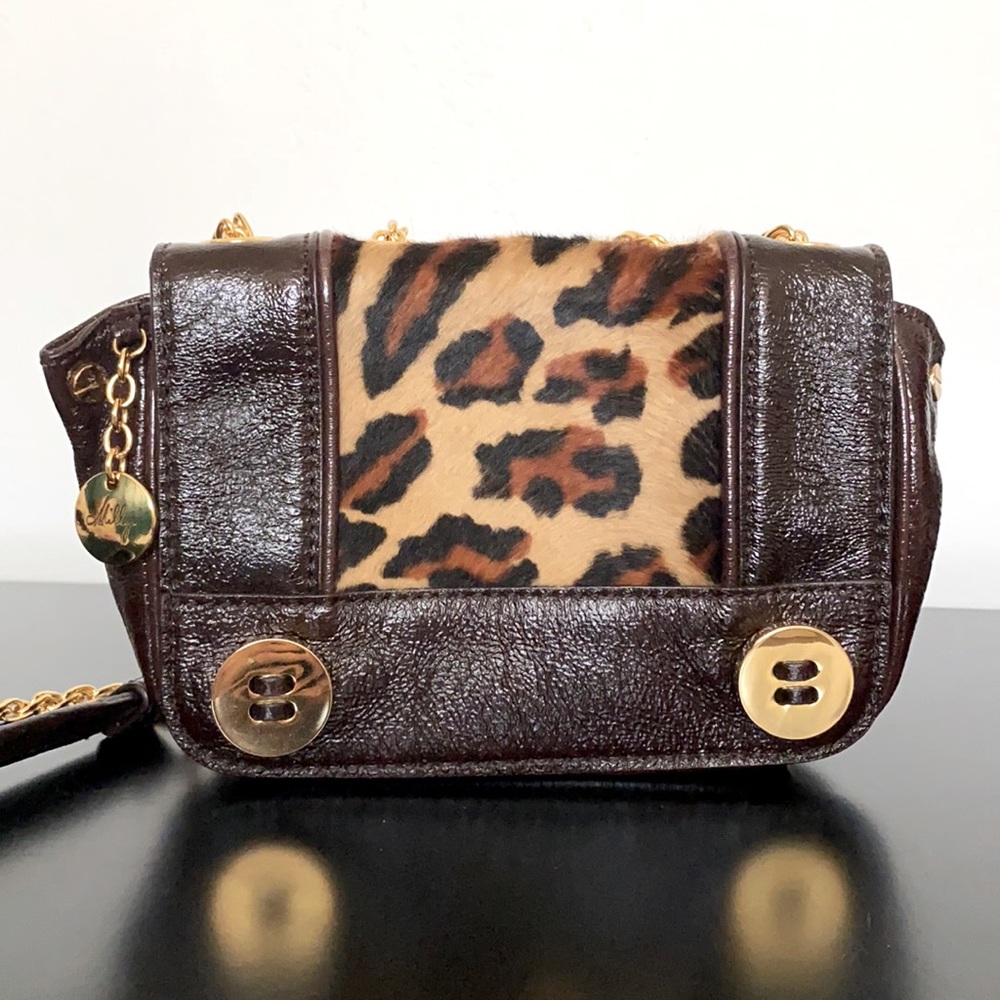 Milly patent leather leopard crossbody